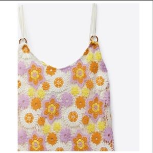 Zara Multicolor Floral Crochet Midi Dress